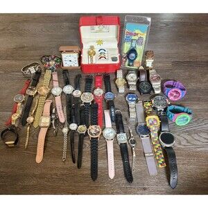 4lb Lot 38 Vtg Modern Watches Westclox Timex Iken Polo Samsung Lorus Mens Womens